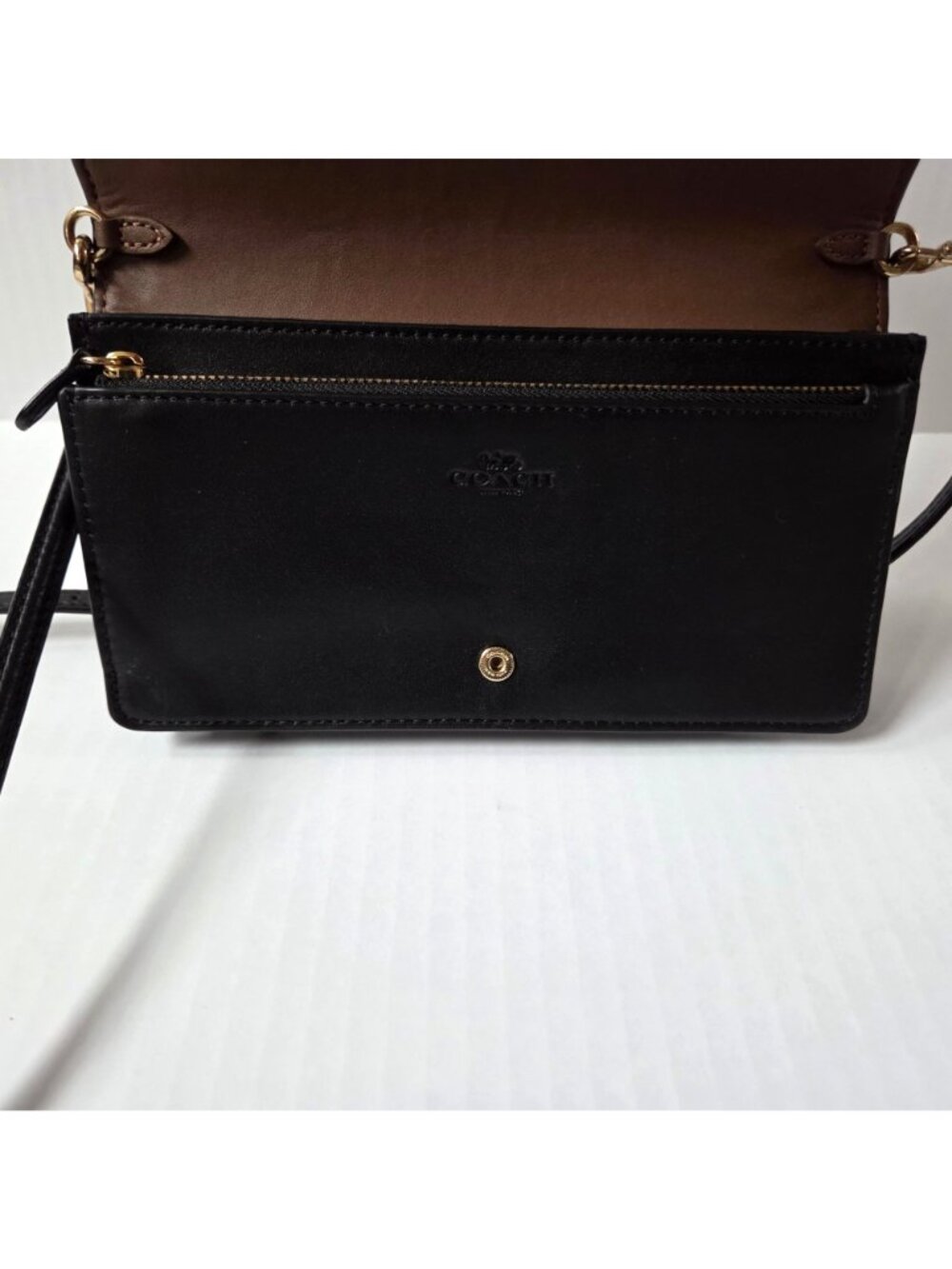 Coach Anna Foldover Clutch Crossbody Brown Signature Canvas & Leather Purse - Picture 16 of 16